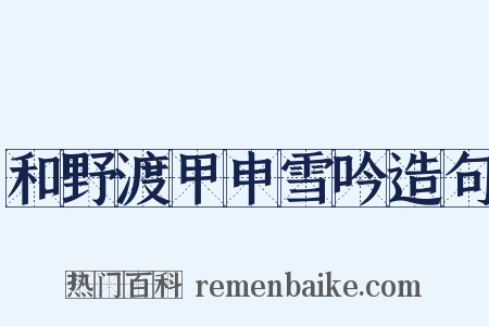 和野渡甲申雪吟造句是什么意思的图片